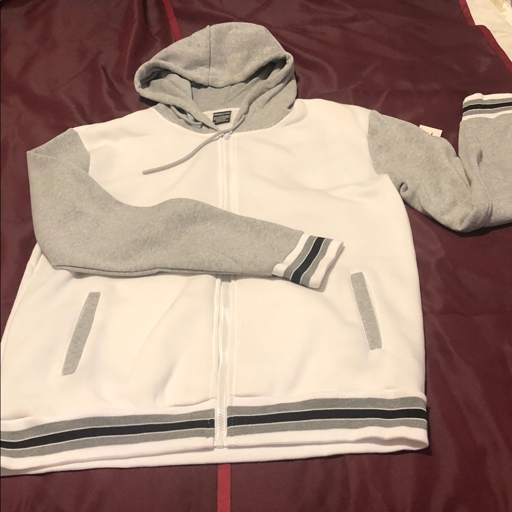 Ring of Fire Gray and White Zip-Up Hoodie